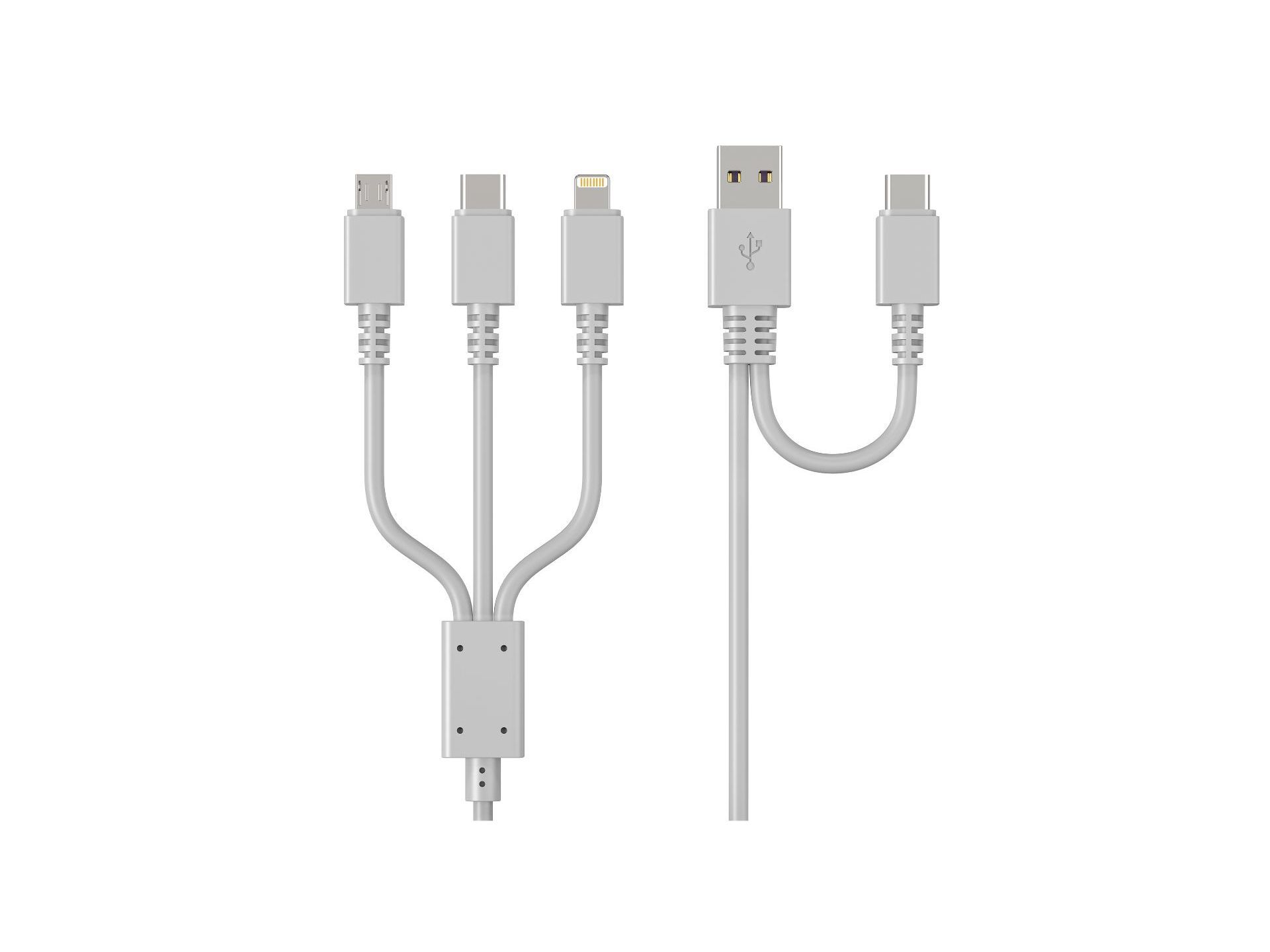 CABO 5EM1 USBA/C CINZA QILIVE 600194162 P/ MICRO/USBC/LIGHT image number 1