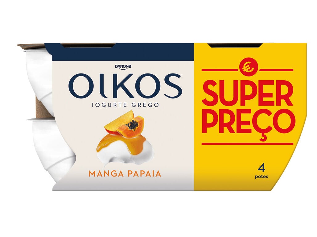 IOGURTE OIKOS DANONE GREGO MANGA E PAPAIA 4X110G