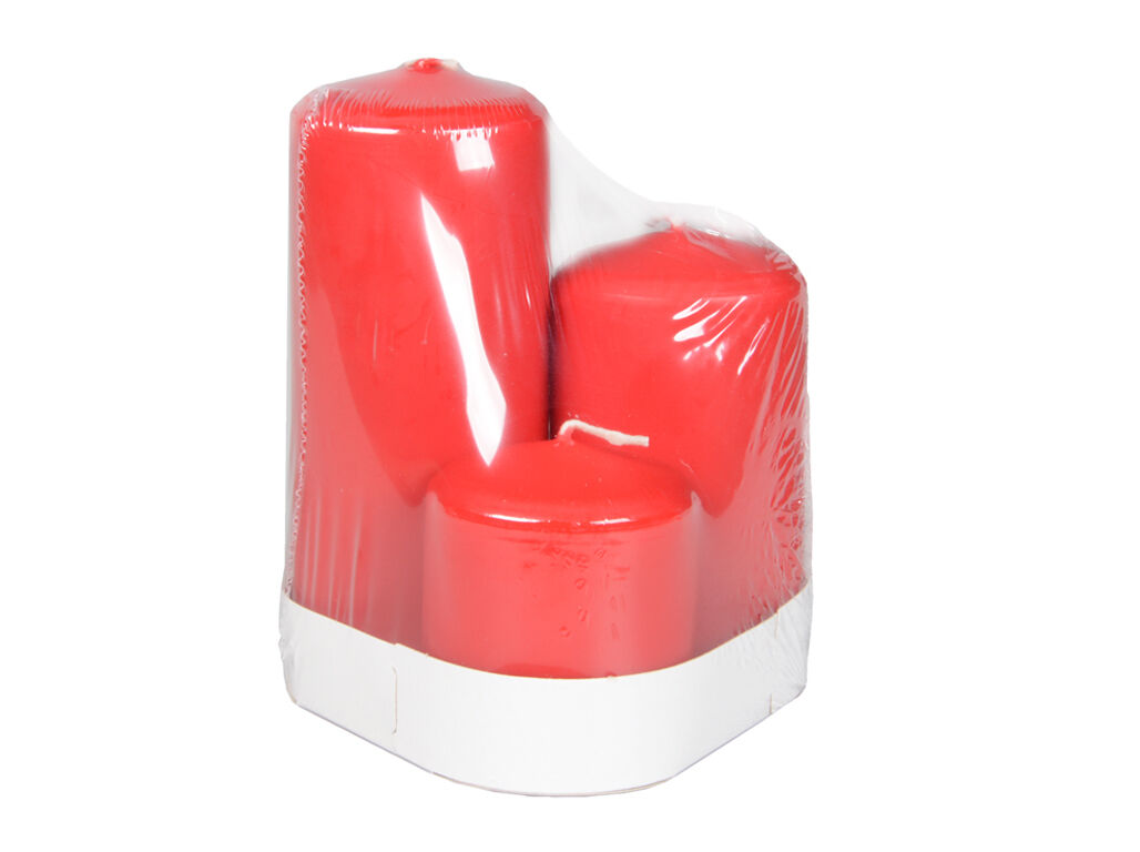 CONJUNTO DE 3 VELAS PILAR MANULENA VERMELHO 7/11/15CM
