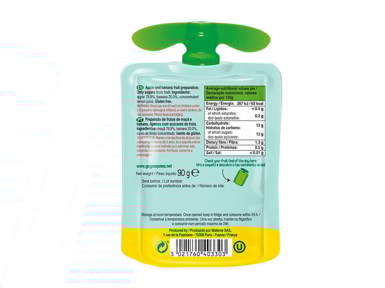 SAQUETAS FRUTA GO GO SQUEEZ MORANGO E BANANA 8 UN image number 2