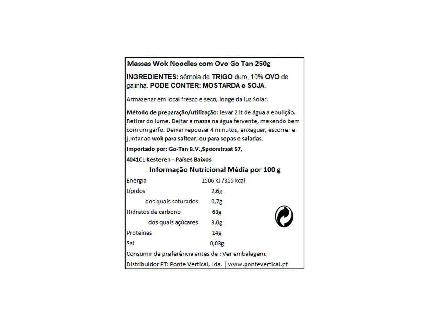 MASSA GO TAN WOK NOODLES C/OVO 250GRS image number 1