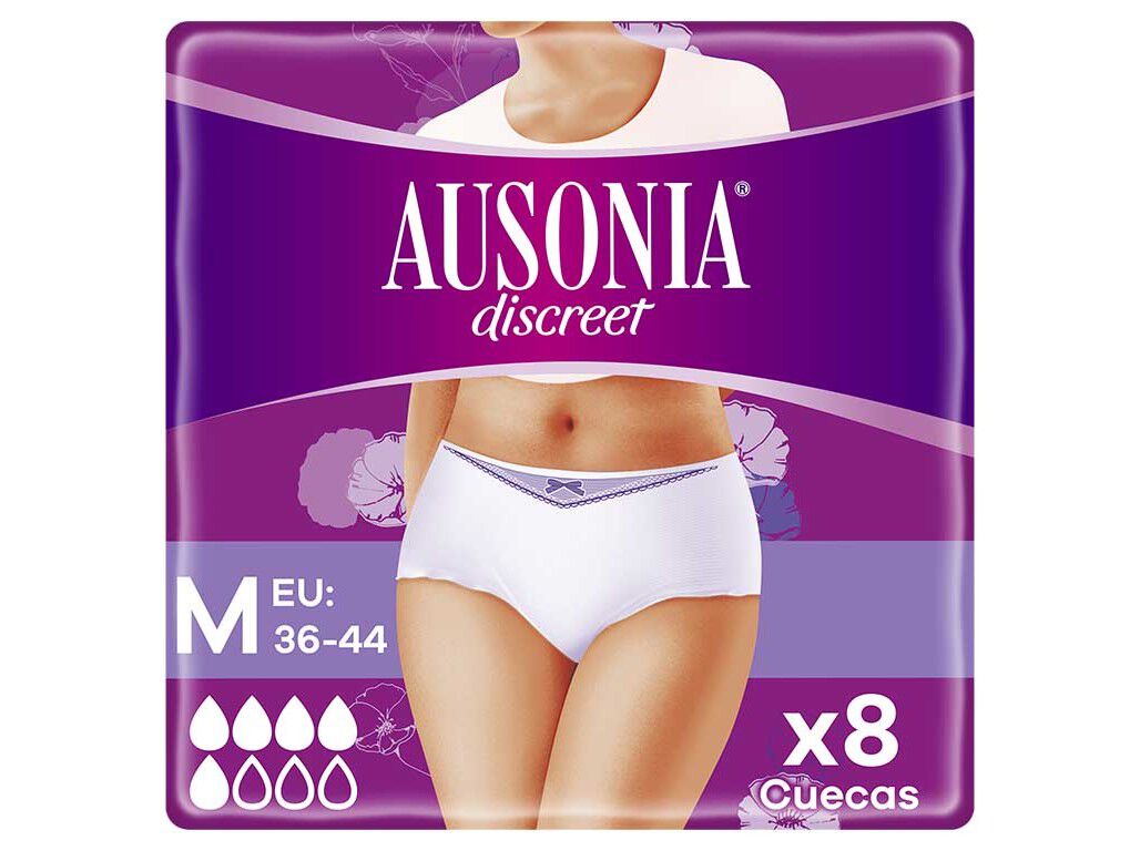 CUECAS INCONTIN&Ecirc;NCIA CINTURA BAIXA NORMAL TAMANHO M&Eacute;DIO AUSONIA DISCREET 8 UN image number 0