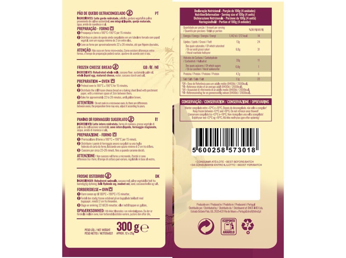 P&Atilde;O DE QUEIJO DE MARCHI SEM GLUTEN 300G image number 1