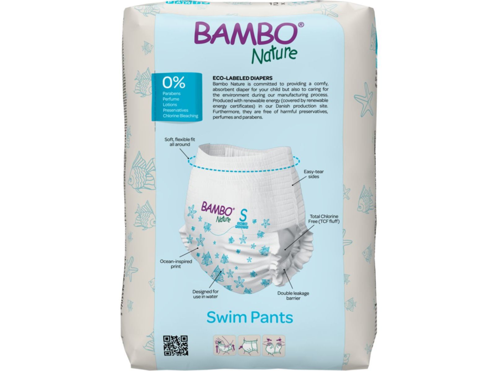 FRALDAS BAMBO NATURE SWIM S 7-12KG 12UN image number 1