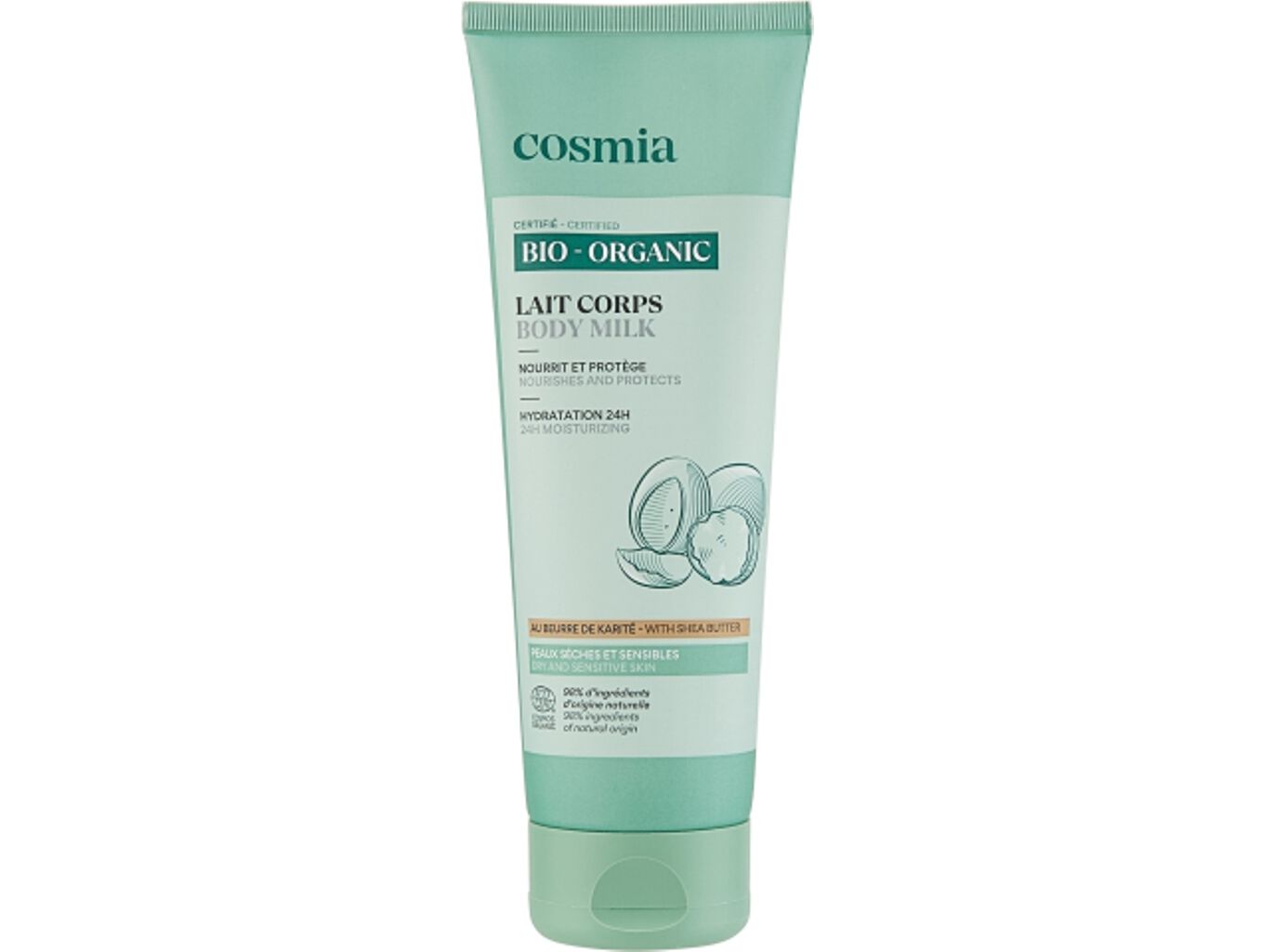 LEITE DE CORPO COSMIA BIO COM MANTEIGA KARIT&Eacute; 250 G image number 0