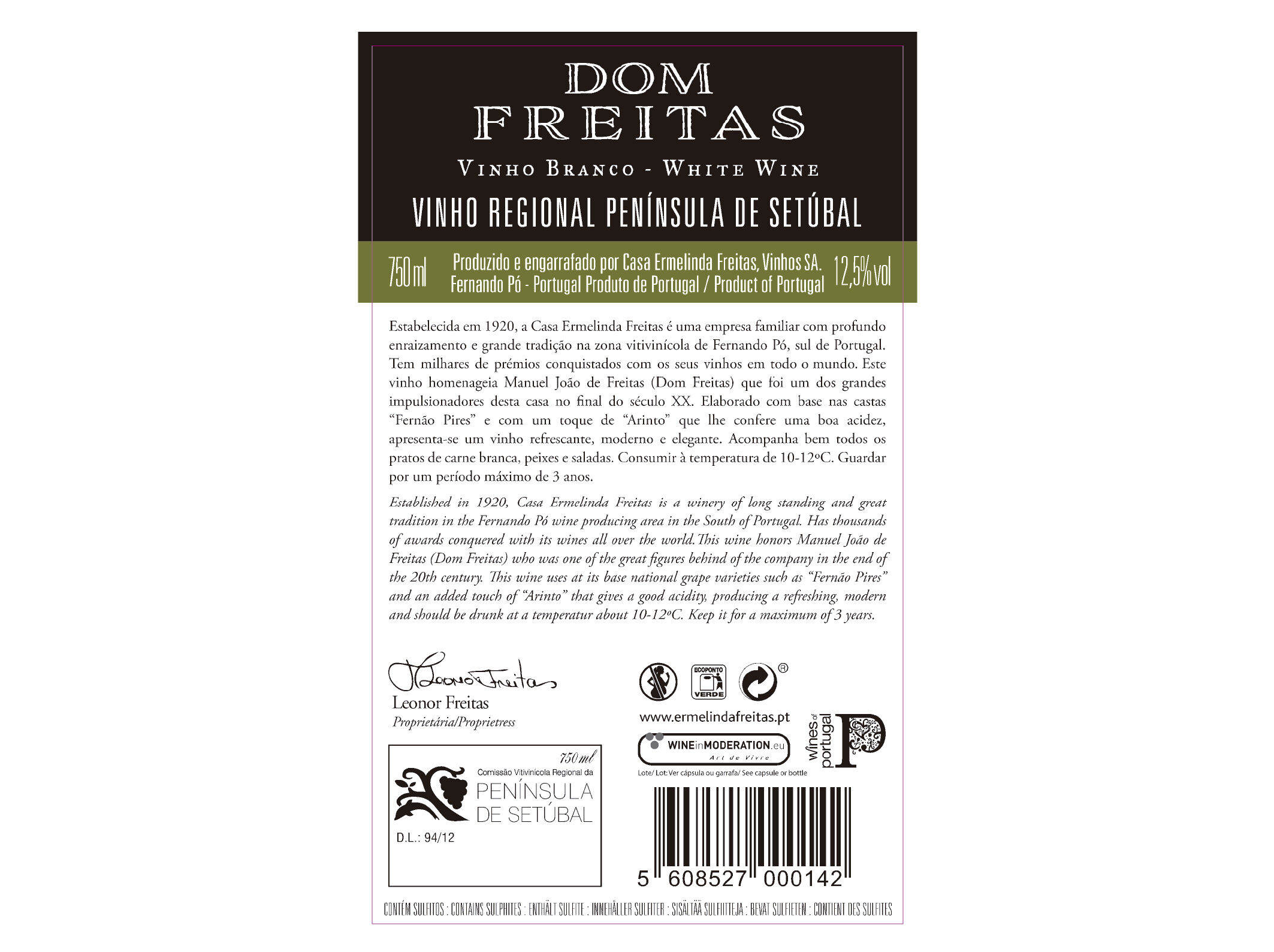 VINHO BRANCO DOM FREITAS SET&Uacute;BAL 0.75L image number 2