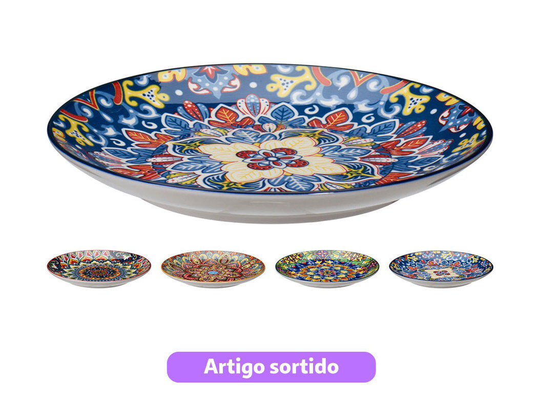 PRATO SOBREMESA DECORADO PORCELANA 20CM MODELOS SORTIDOS