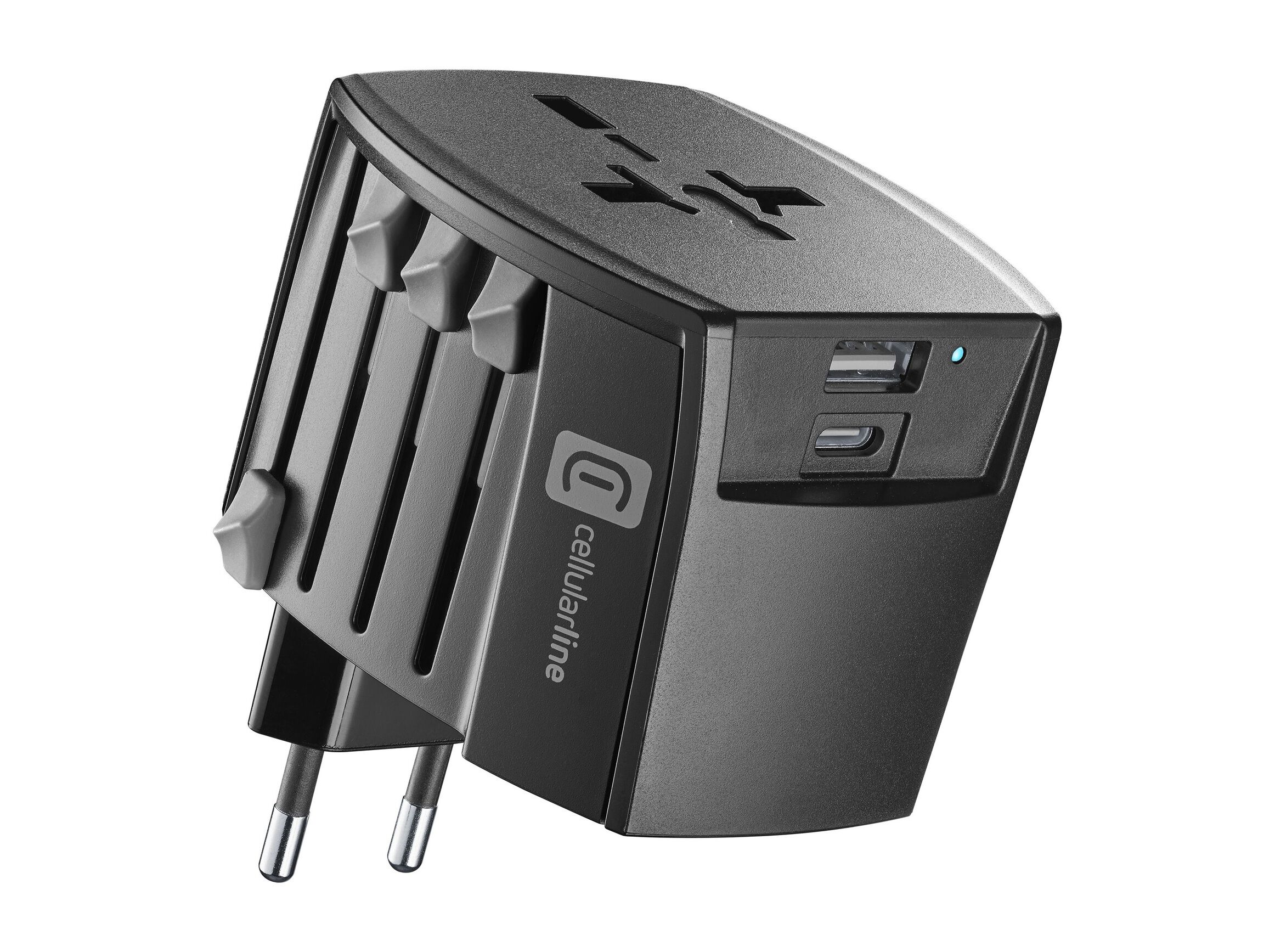 ADAPTADOR DE VIAGEM CELLULARLINE WORLD TRAVEL CHARGER 20W 1X USB-A 1X USB-C image number 0