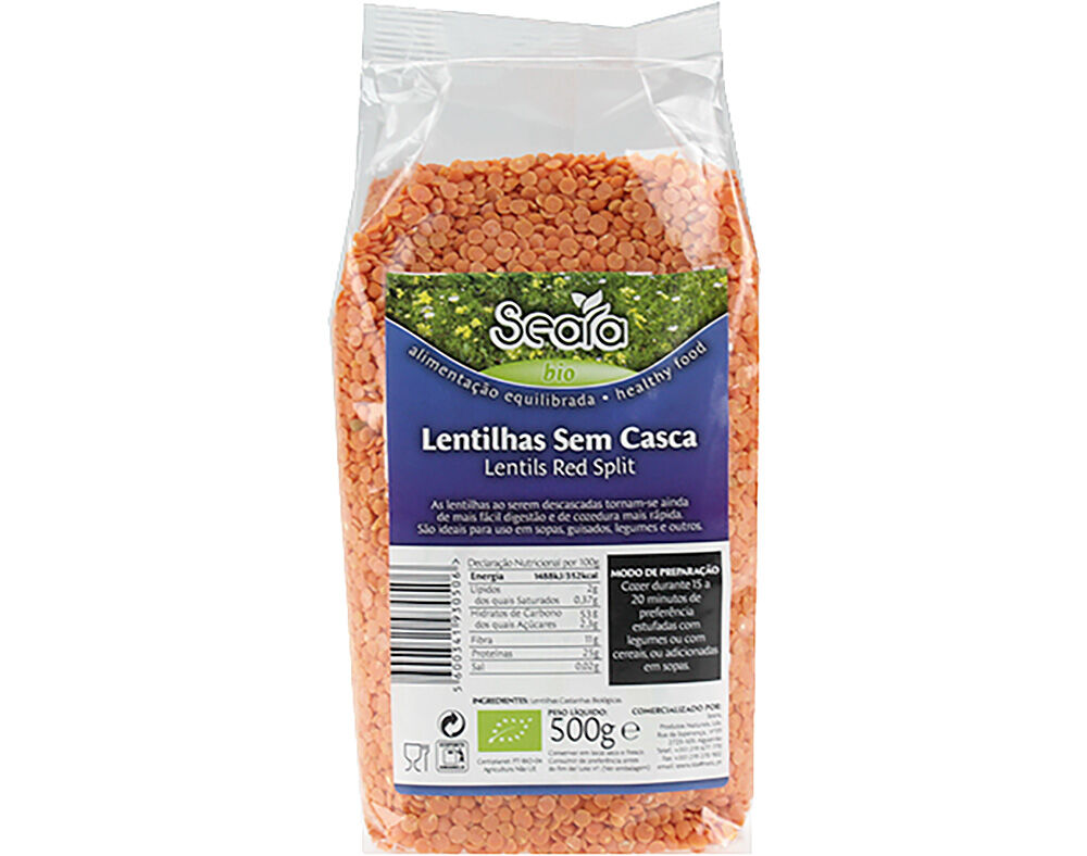 LENTILHAS SEARA SEM CASCA BIO 500G