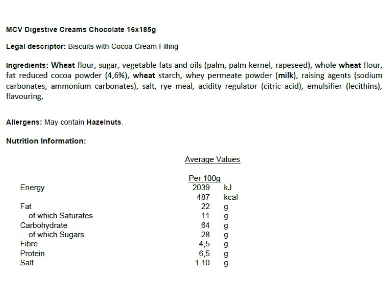 BOLACHAS RECHEADAS MCVITIE'S COM CHOCOLATE 185G image number 1