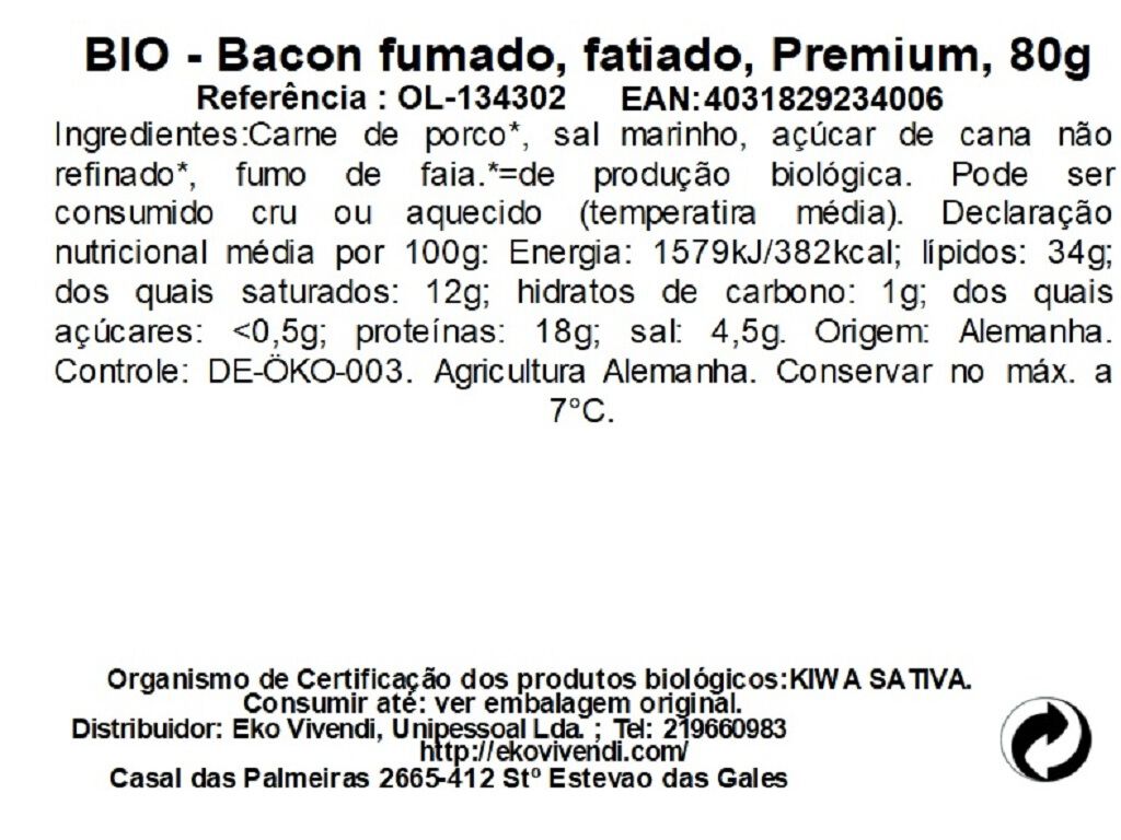 BACON FATIADO OKOLAND BIO 80 G image number 1