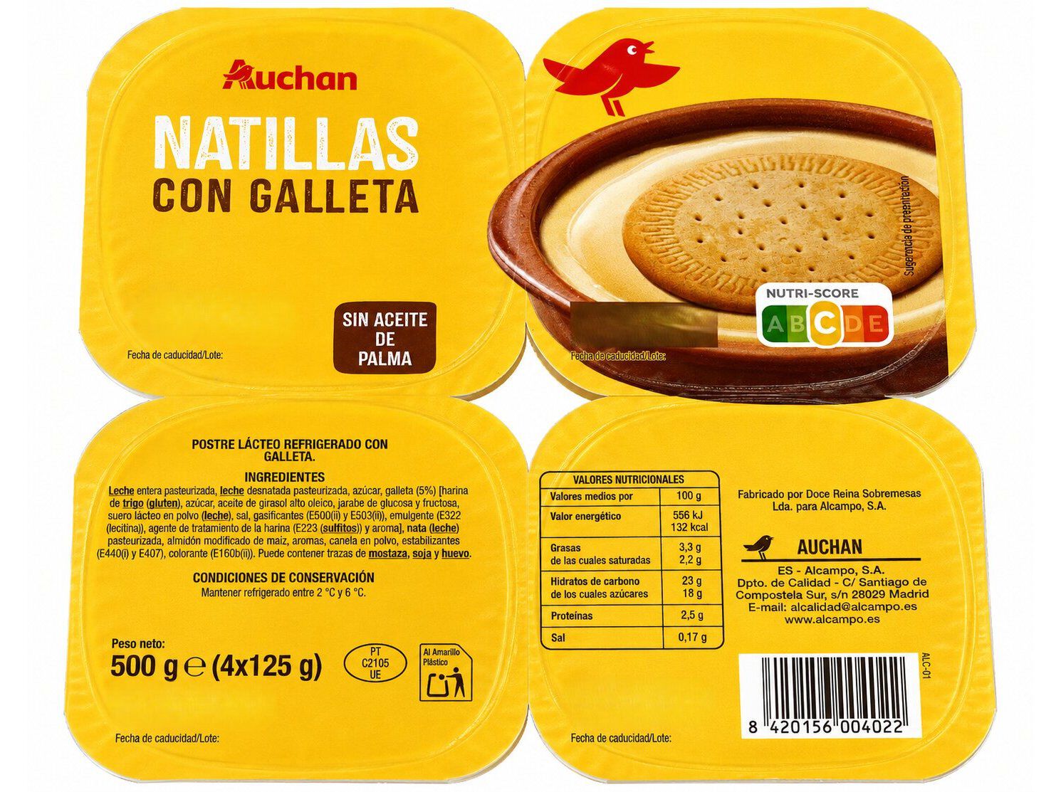 NATILHA AUCHAN BOLACHA MARIA SEM &Oacute;LEO PALMA 4X125G image number 1