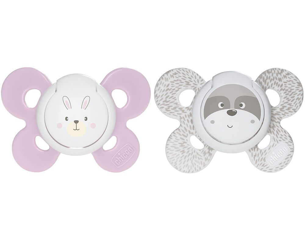CHUPETA COMFORT CHICCO SILICONE ROSA 0-6 MESES 2 UNIDADES