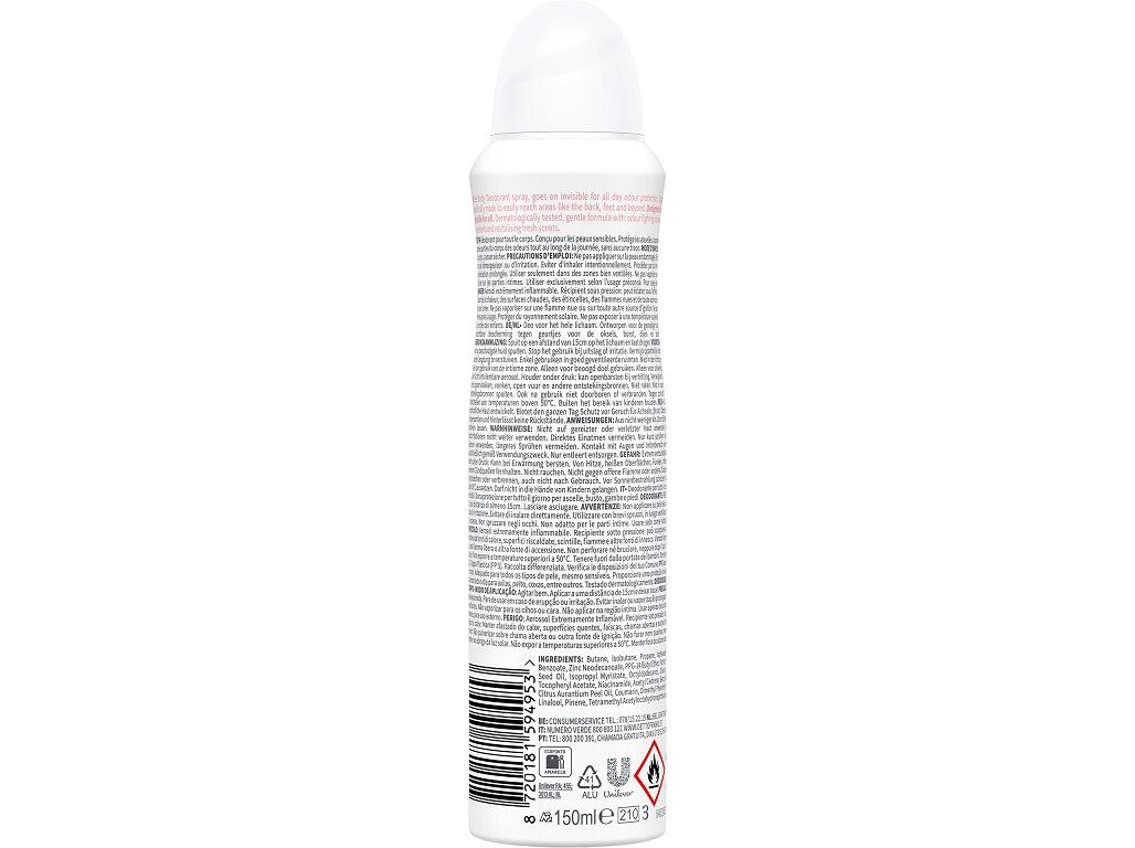 DESODORIZANTE SPRAY DOVE PARA TODO O CORPO RASPBERRY 150ML image number 1