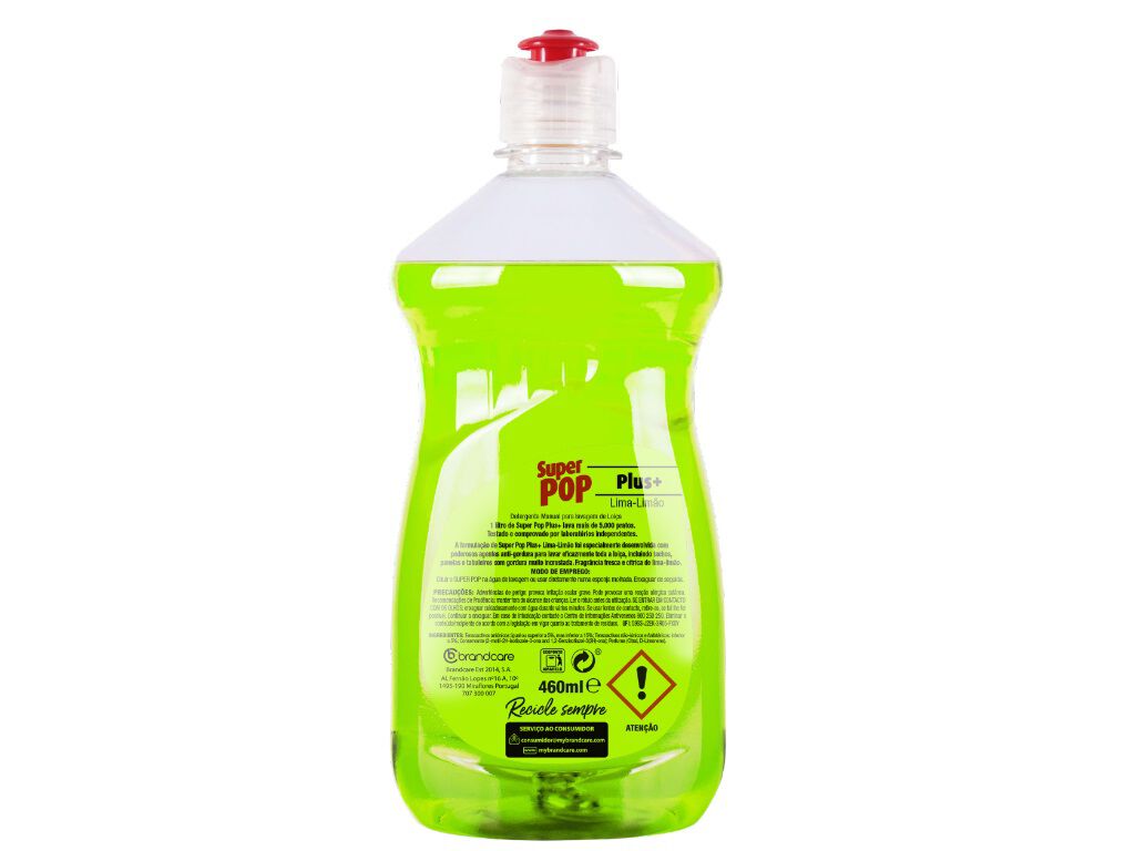 DETERGENTE DE LOI&Ccedil;A SUPER POP PLUS+ LIMA LIM&Atilde;O 460 ML image number 1