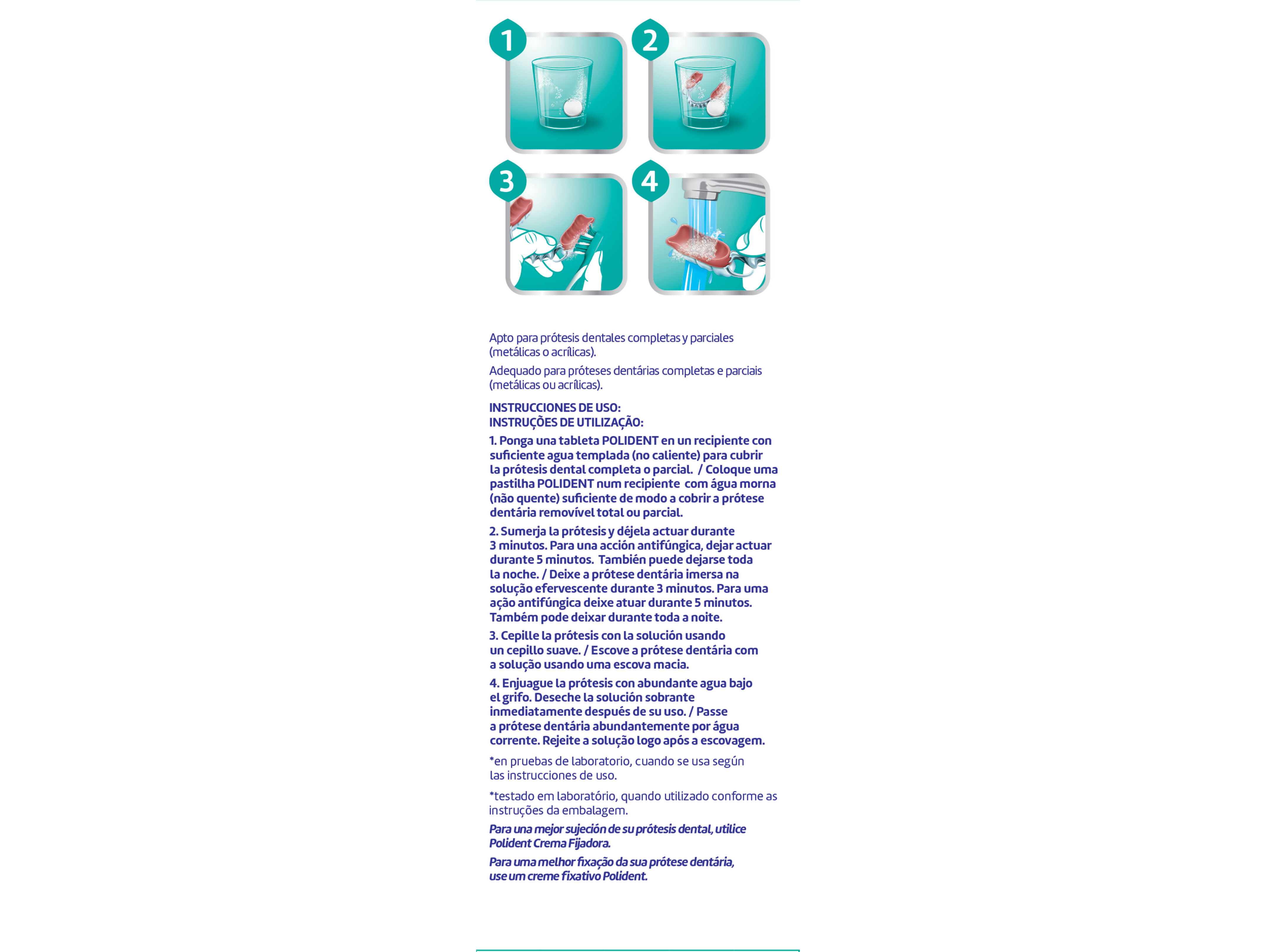 LIMPEZA PR&Oacute;TESES POLIDENT A&Ccedil;&Atilde;O DESINFECTANTE 72 PAST image number 1