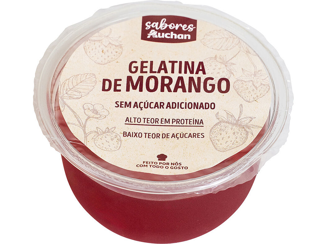 GELATINA MORANGO SEM A&Ccedil;&Uacute;CAR ADICIONADO SABORES AUCHAN150 G