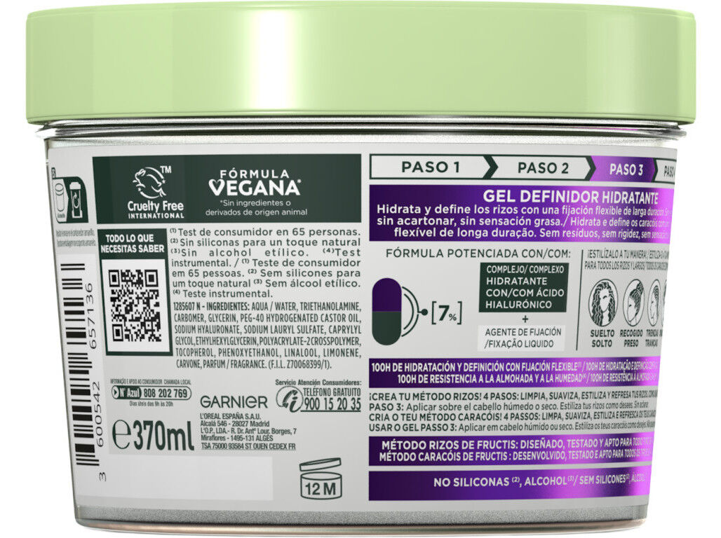 GEL FRUCTIS M&Eacute;TODO CARAC&Oacute;IS 370ML image number 1