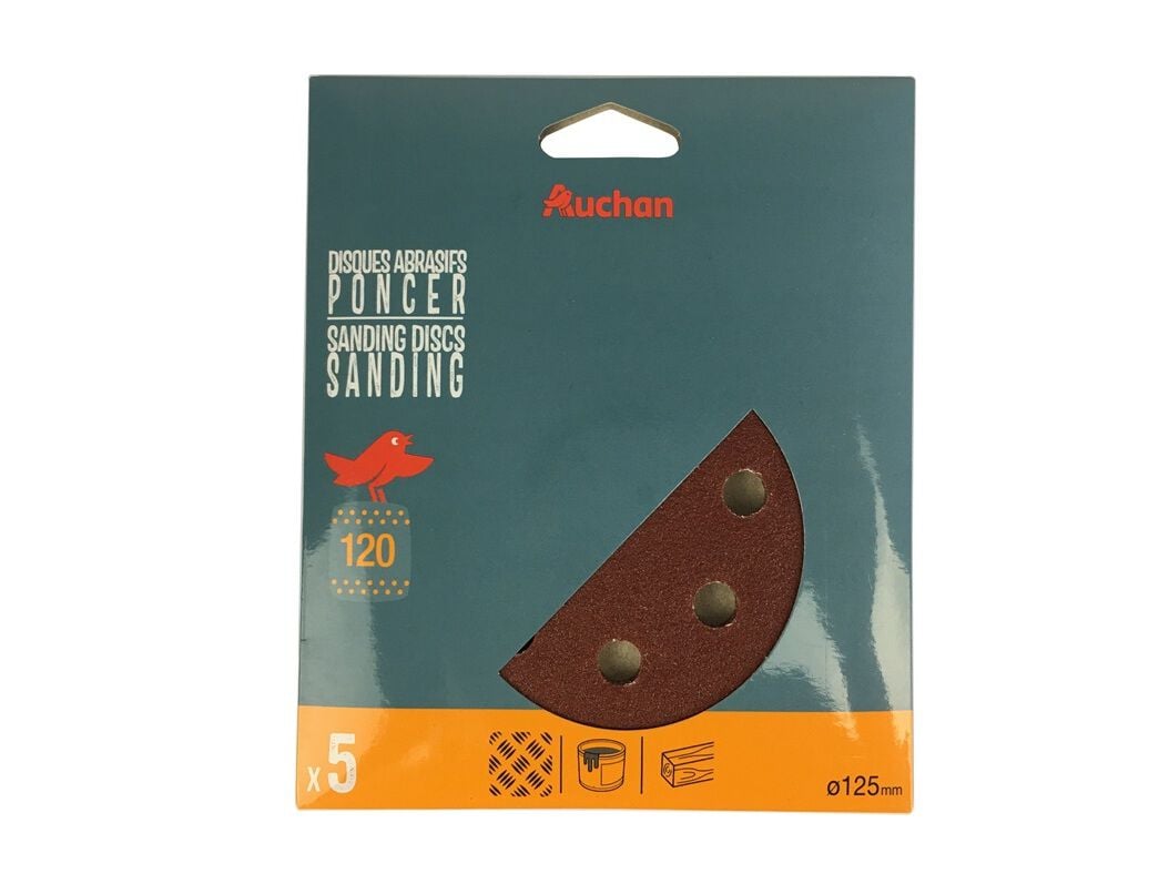 CONJUNTO 5 DISCOS AUCHAN PARA LIXADORA D125 G120 image number 0