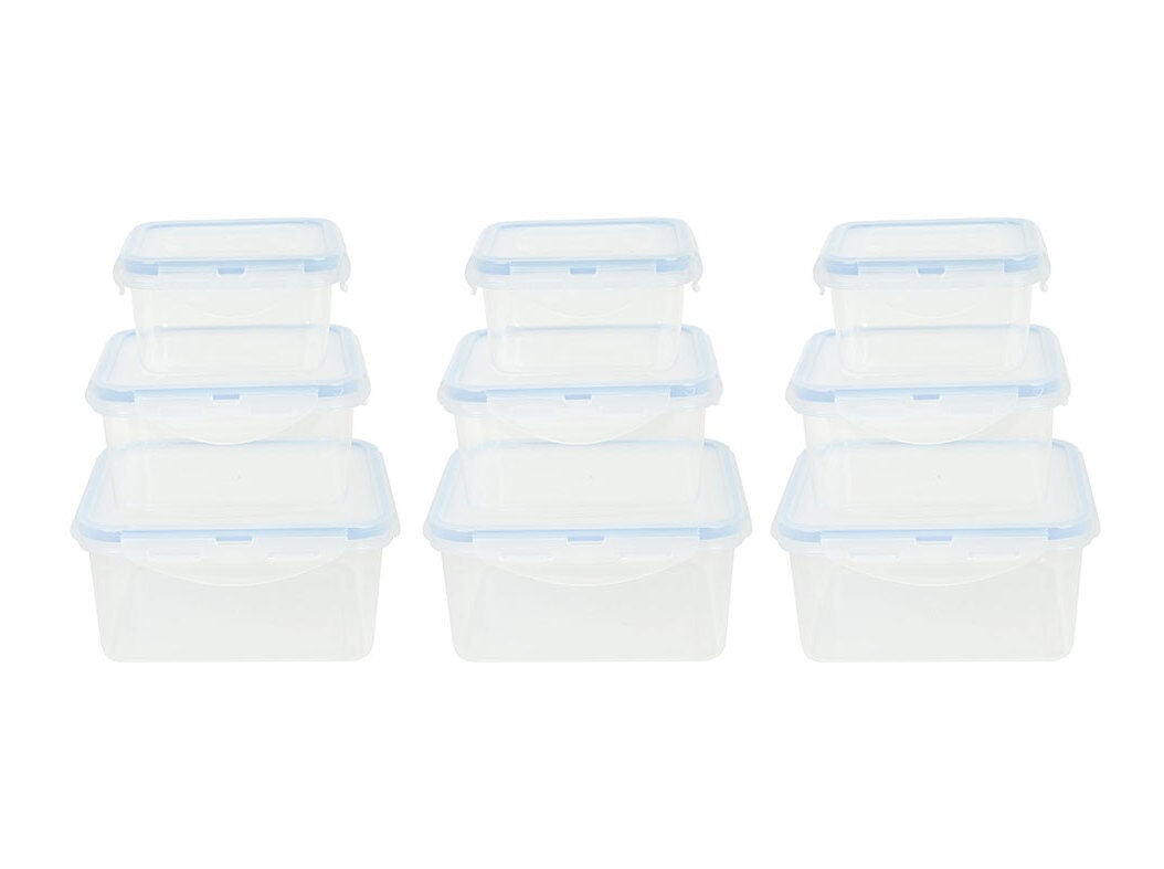 CONJUNTO DE 9 CAIXAS HERM&Eacute;TICAS ACTUEL AZUL 3X0.4+3X0.9+3X1.3L