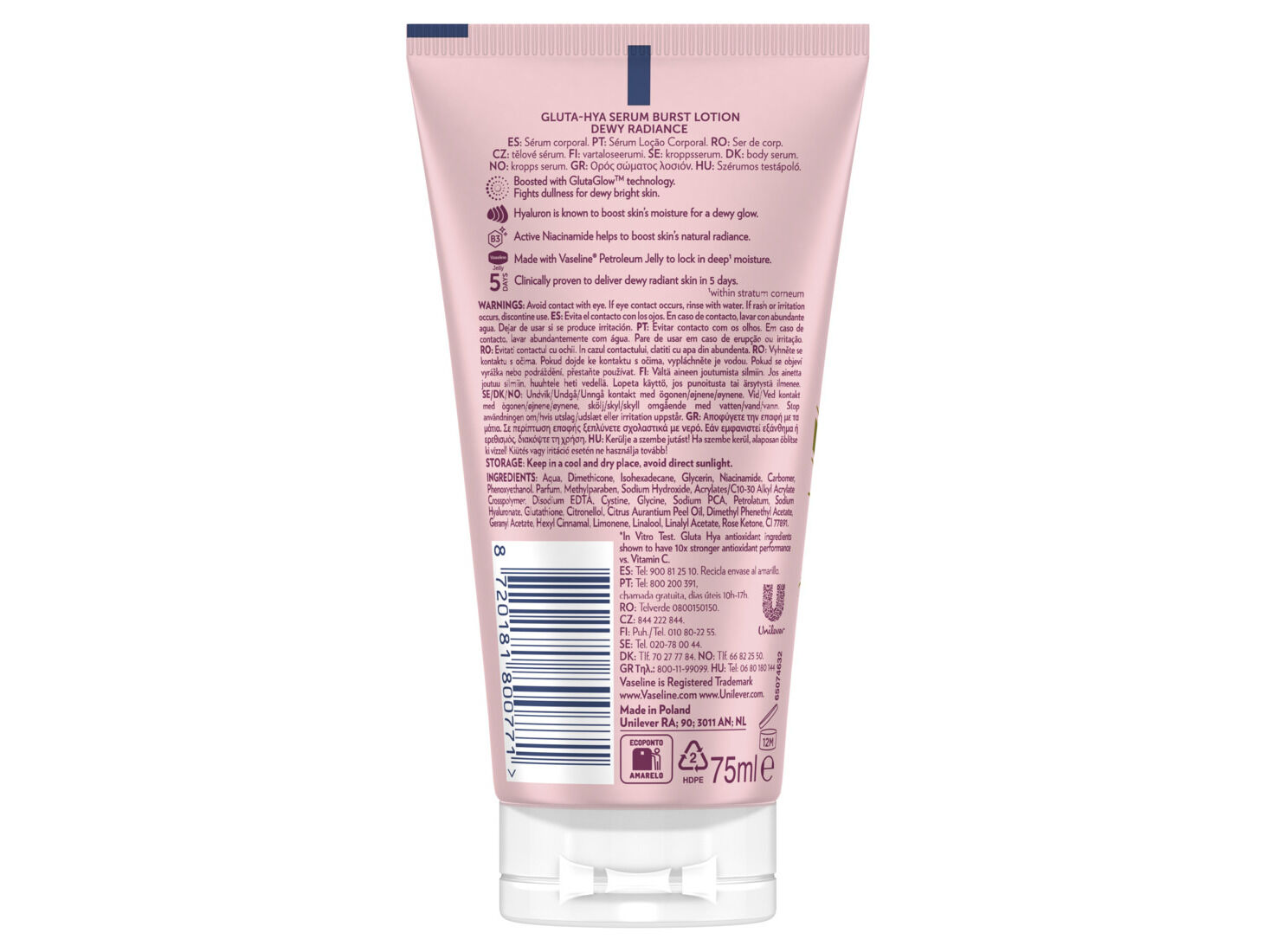 LO&Ccedil;&Atilde;O VASELINE GLUTA-HYA DEWY RADIANCE 75ML image number 1