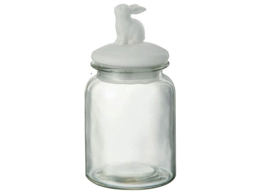 FRASCO VIDRO ACTUEL TAMPA COELHO 11X19.5CM