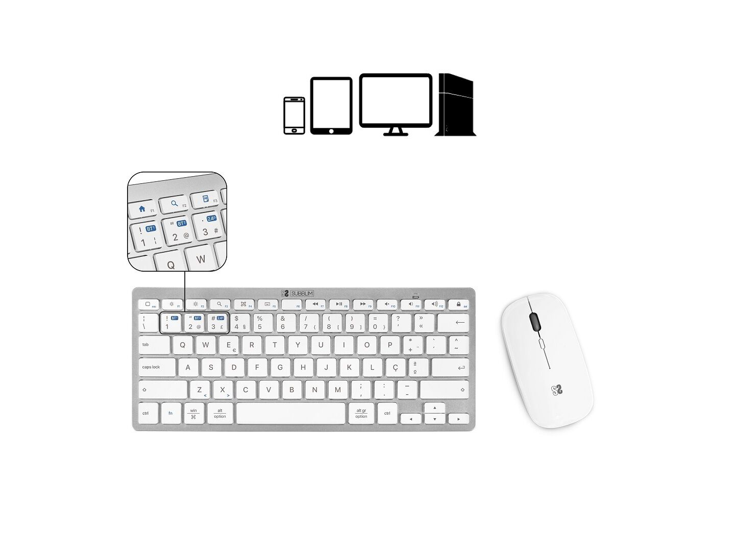 TECLADO + RATO SEM FIOS SUBBLIM SUBKBC-OCO015 MULTIDISPOSITIVOS image number 3