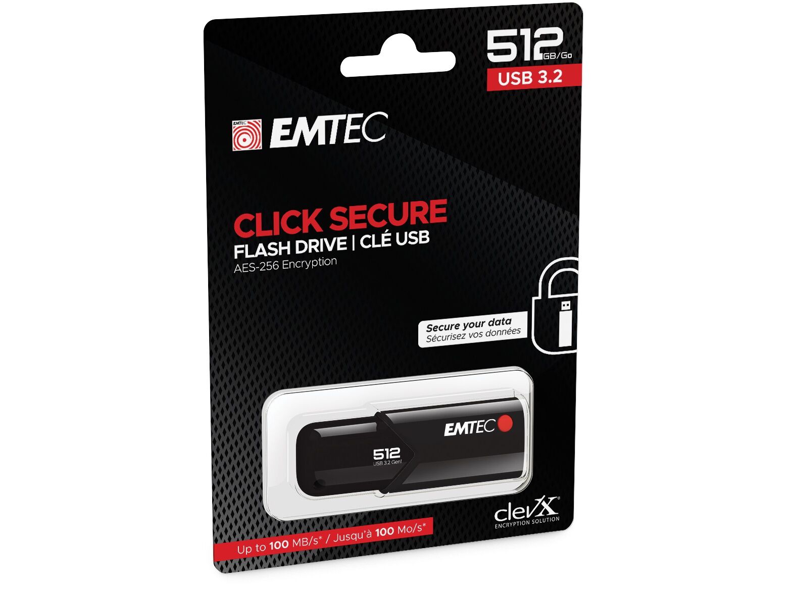 PEN USB EMTEC CLICK SECURE 512GB 3.2 image number 1