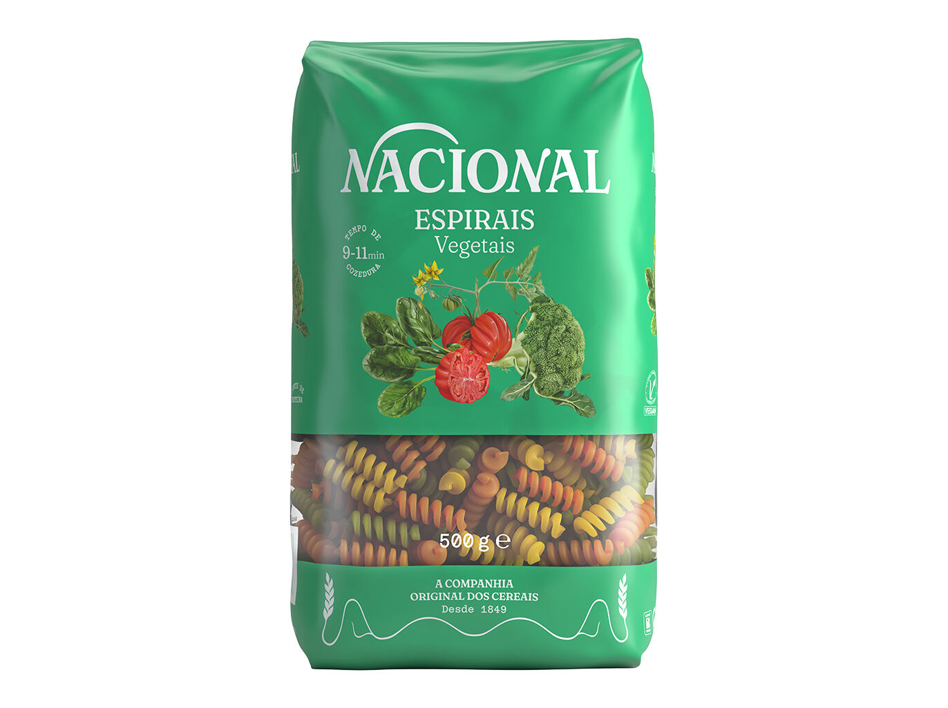 MASSA NACIONAL ESPIRAIS COM VEGETAIS 500G
