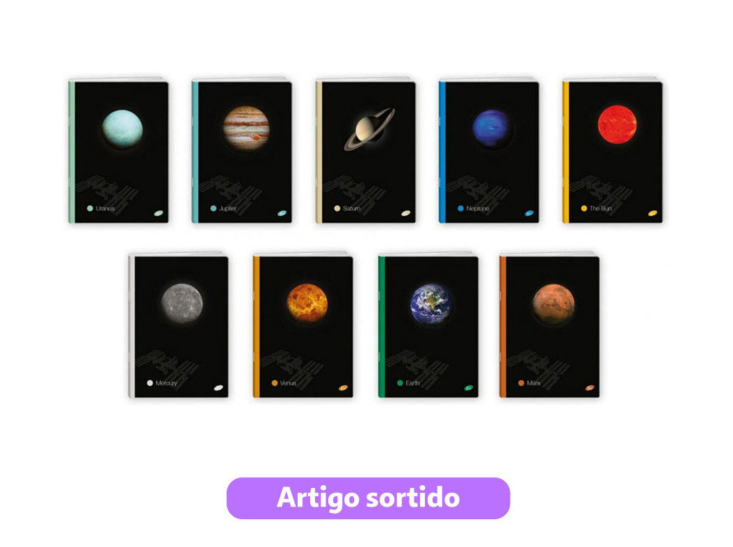 CADERNO AGRAFADO A4 PLANETAS QUADRICULADO A4 MODELOS SORTIDOS image number 0