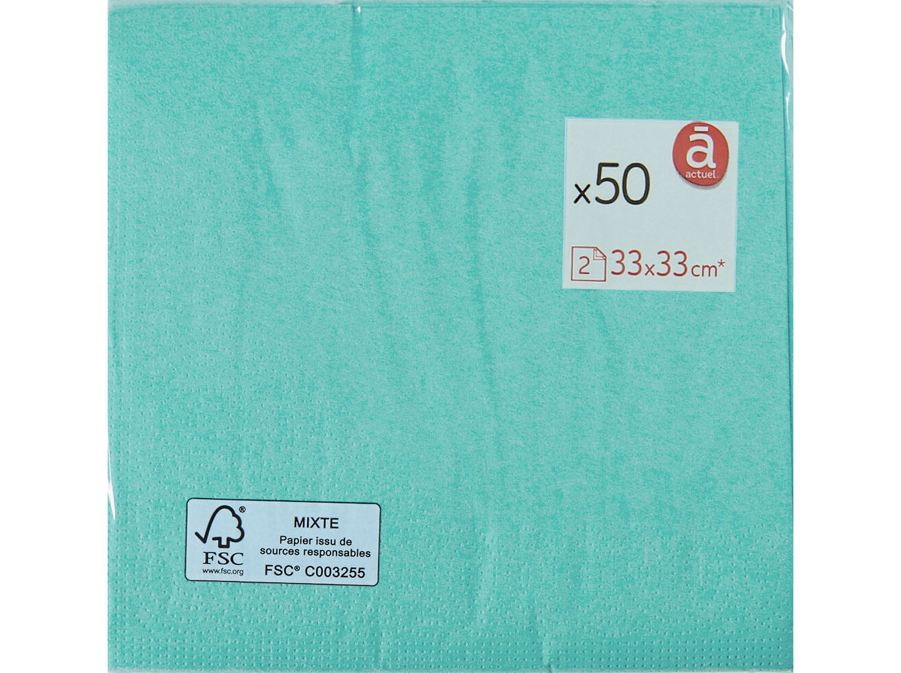 GUARDANAPOS FOLHA DUPLA ACTUEL AZUL 33X33CM 50 UNIDADES image number 0