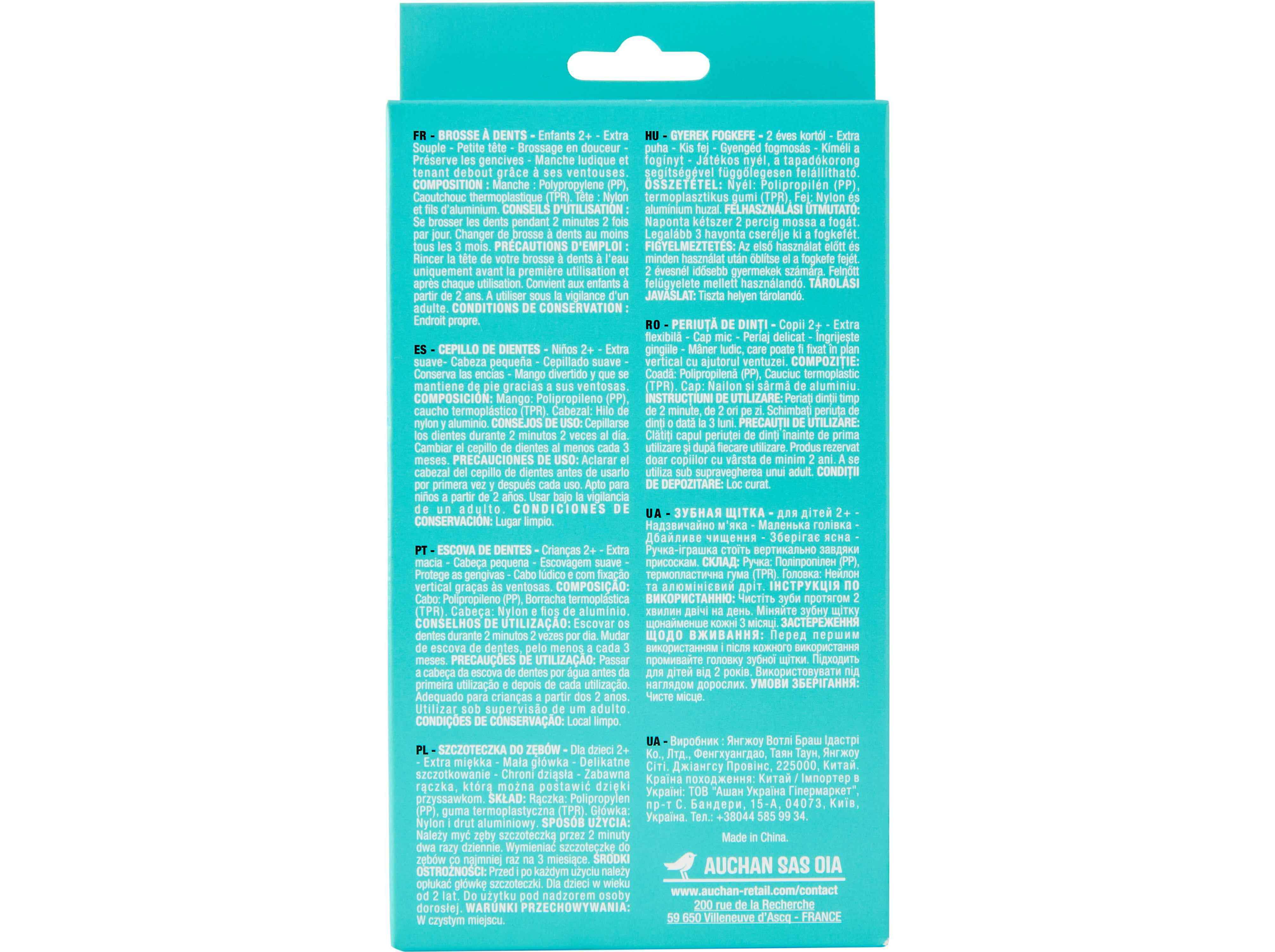 ESCOVA DENTES AUCHAN KIDS PANDA 2+ ANOS EXTRA MACIA 3UN image number 1