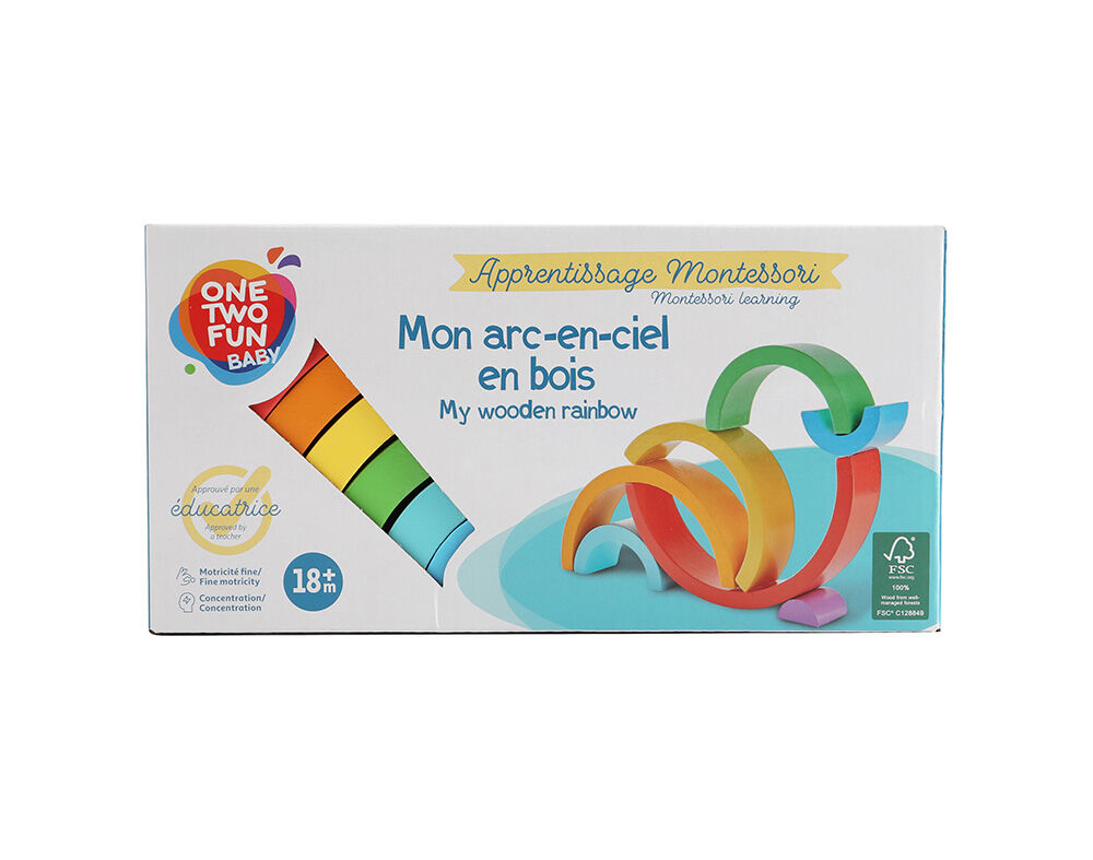 PE&Ccedil;AS ARCO-IRIS ONE TWO FUN EM MADEIRA MONTESSORI