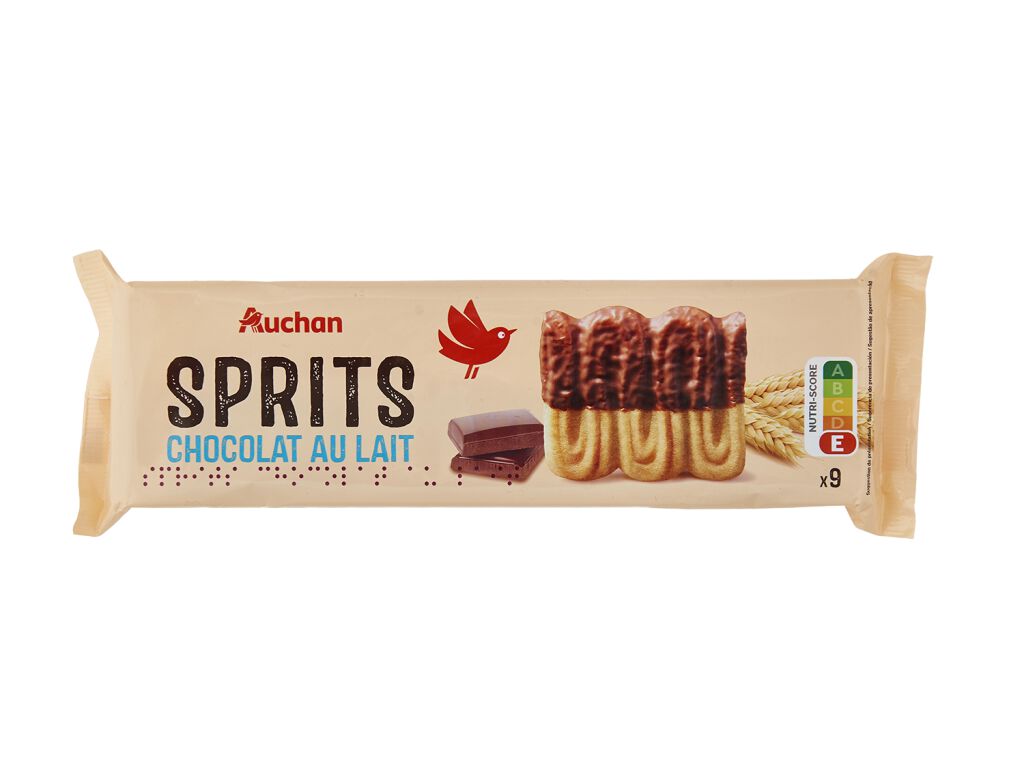 BISCOITOS AUCHAN SPRITS CHOCOLATE LEITE 150G image number 0