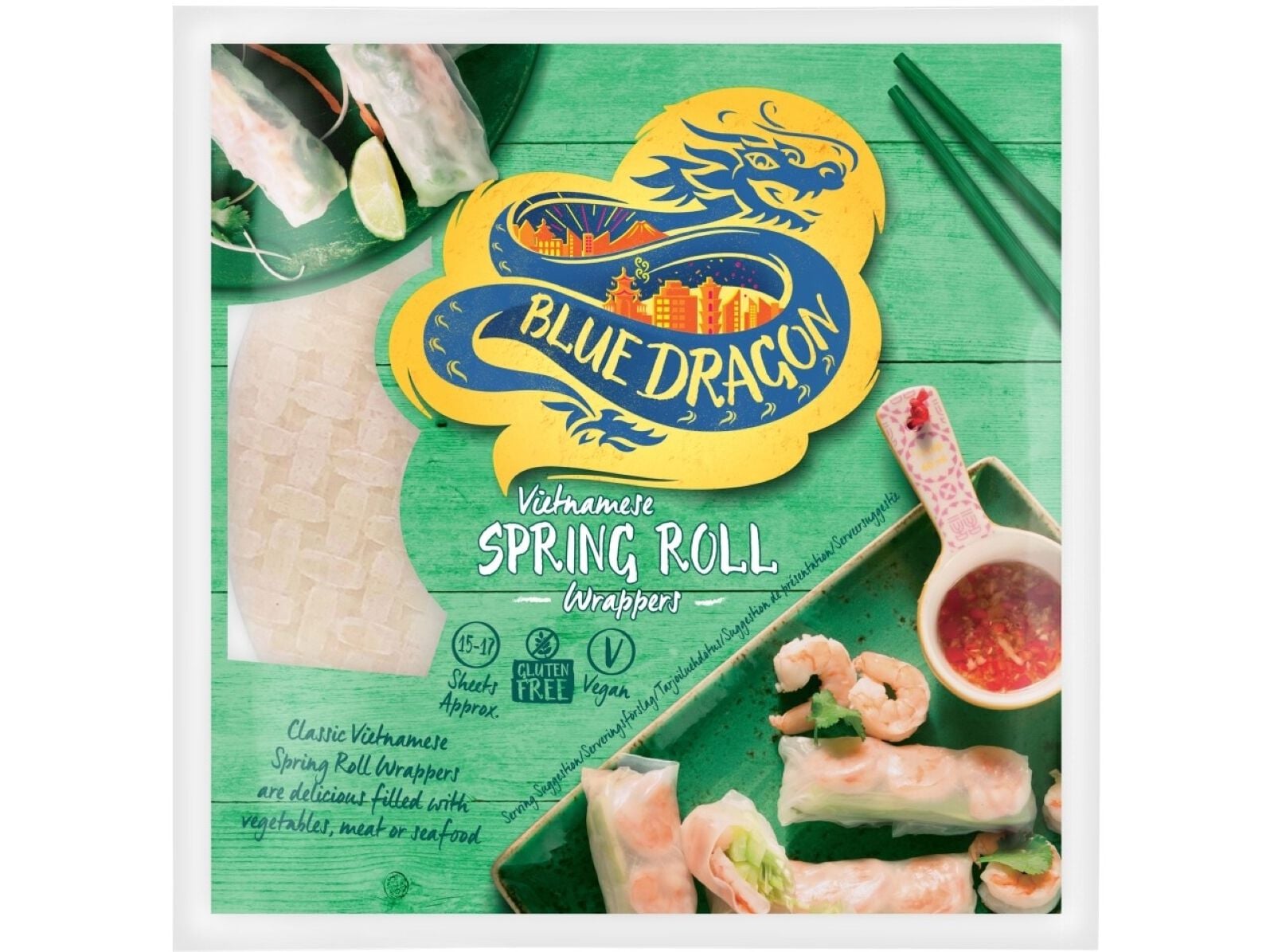 FOLHAS BLUE DRAGON DE ARROZ WRAPS 134G