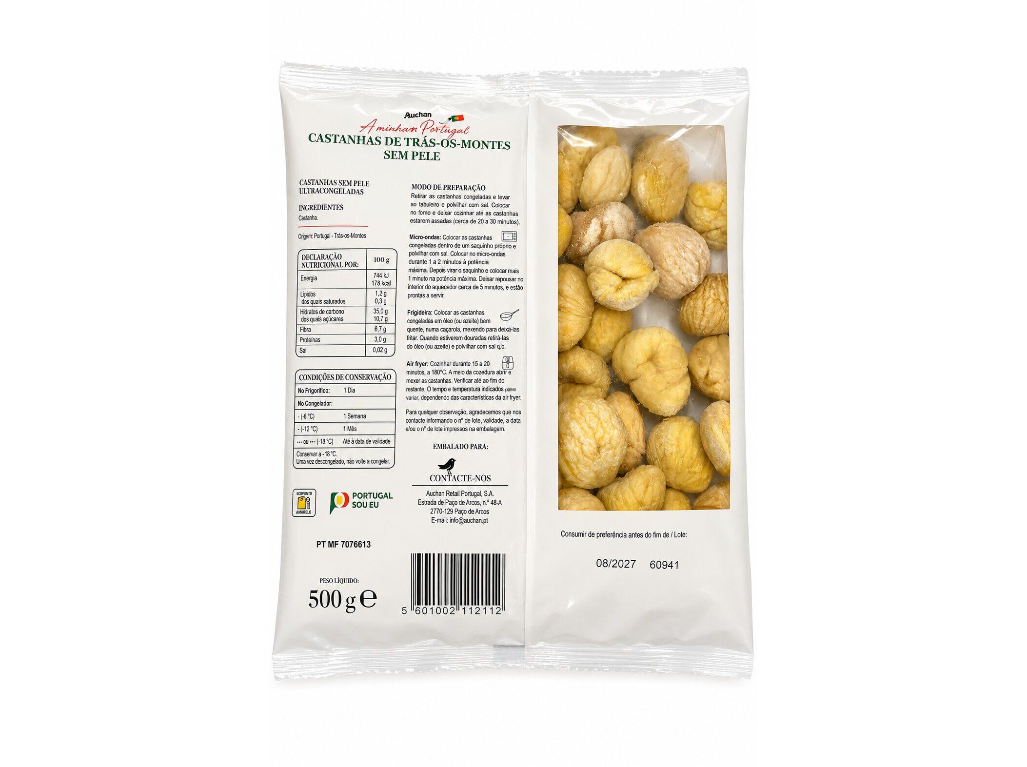 CASTANHAS AUCHAN &Agrave; MESA EM PORTUGAL TR&Aacute;S-OS-MONTES SEM PELE 500G image number 1