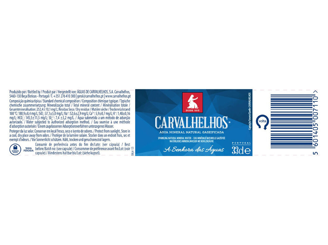 &Aacute;GUA C/G&Aacute;S CARVALHELHOS GARRAFA 0.33 LT (SDR) image number 1