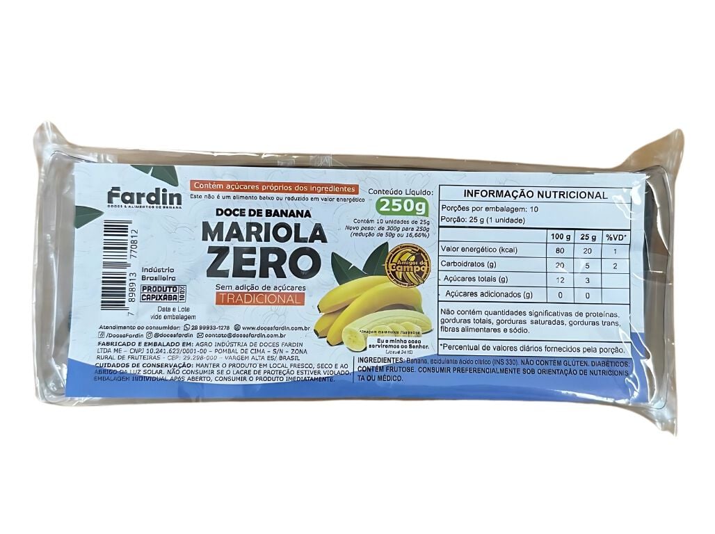 MARIOLA DE BANANA FARDIN ZERO A&Ccedil;&Uacute;CAR 250G image number 0