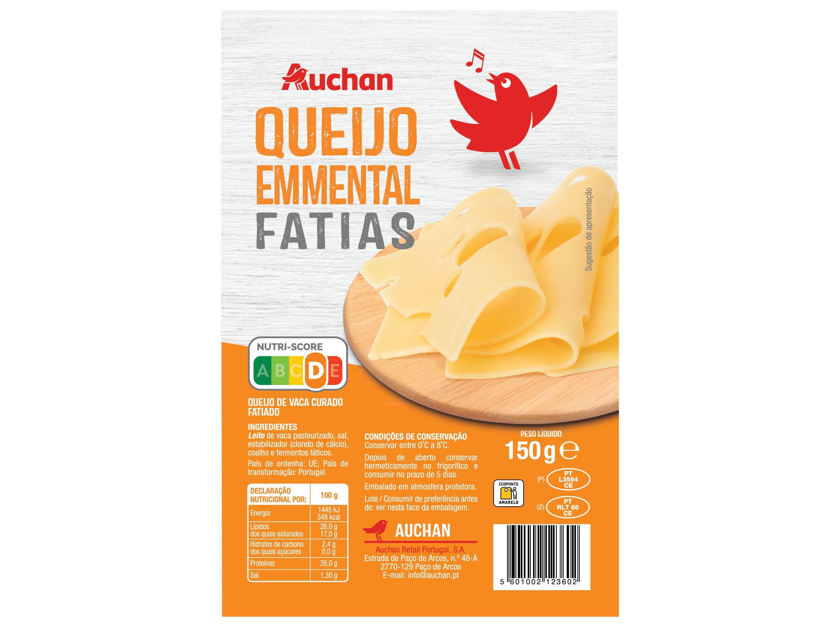 QUEIJO EMMENTAL AUCHAN FATIAS 150GR image number 1