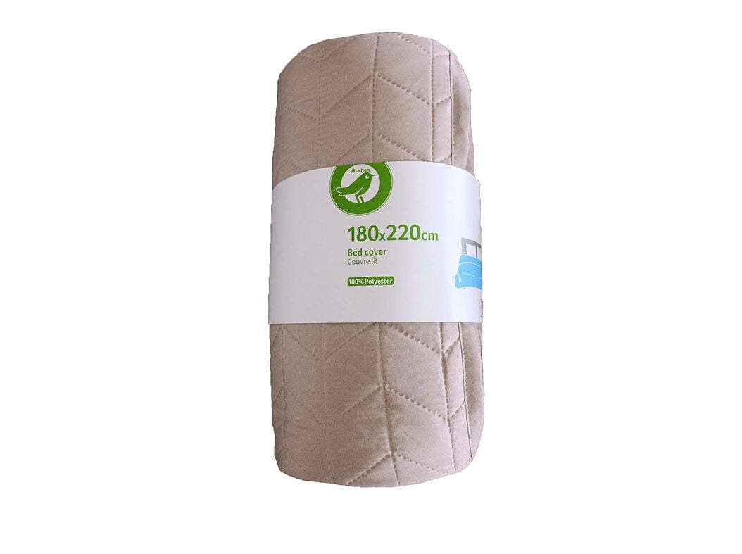 COLCHA MICROFIBRA AUCHAN ESSENCIAL TAUPE 180X220CM