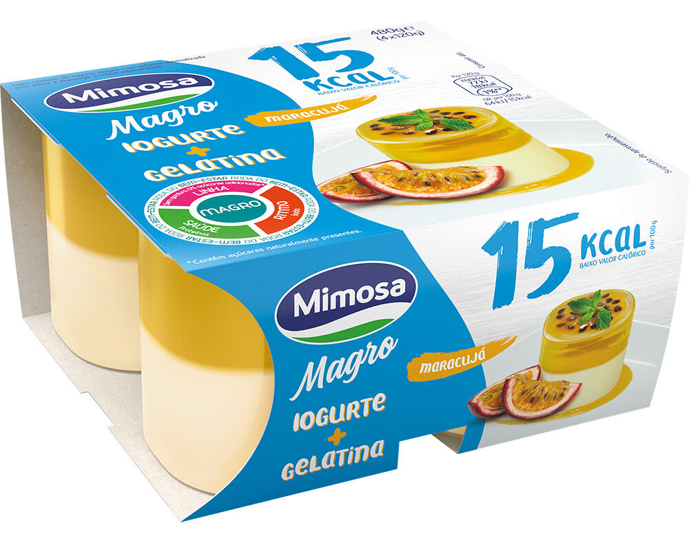 GELATINA MIMOSA COM IOGURTE MAGRO COM SABOR A MARACUJ&Aacute; 4X120G