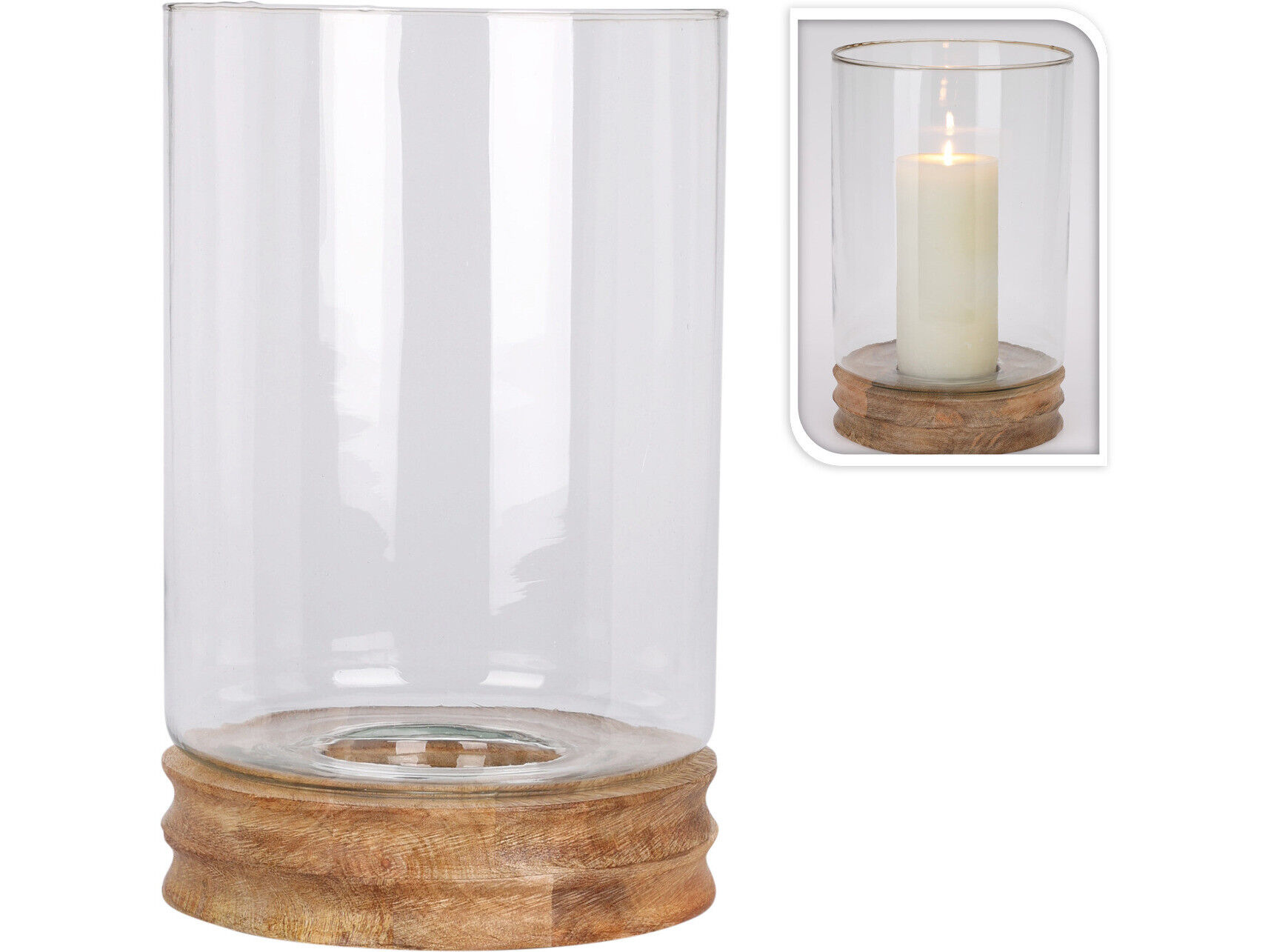 SUPORTE PARA VELA MADEIRA/VIDRO 20X20X33CM image number 0