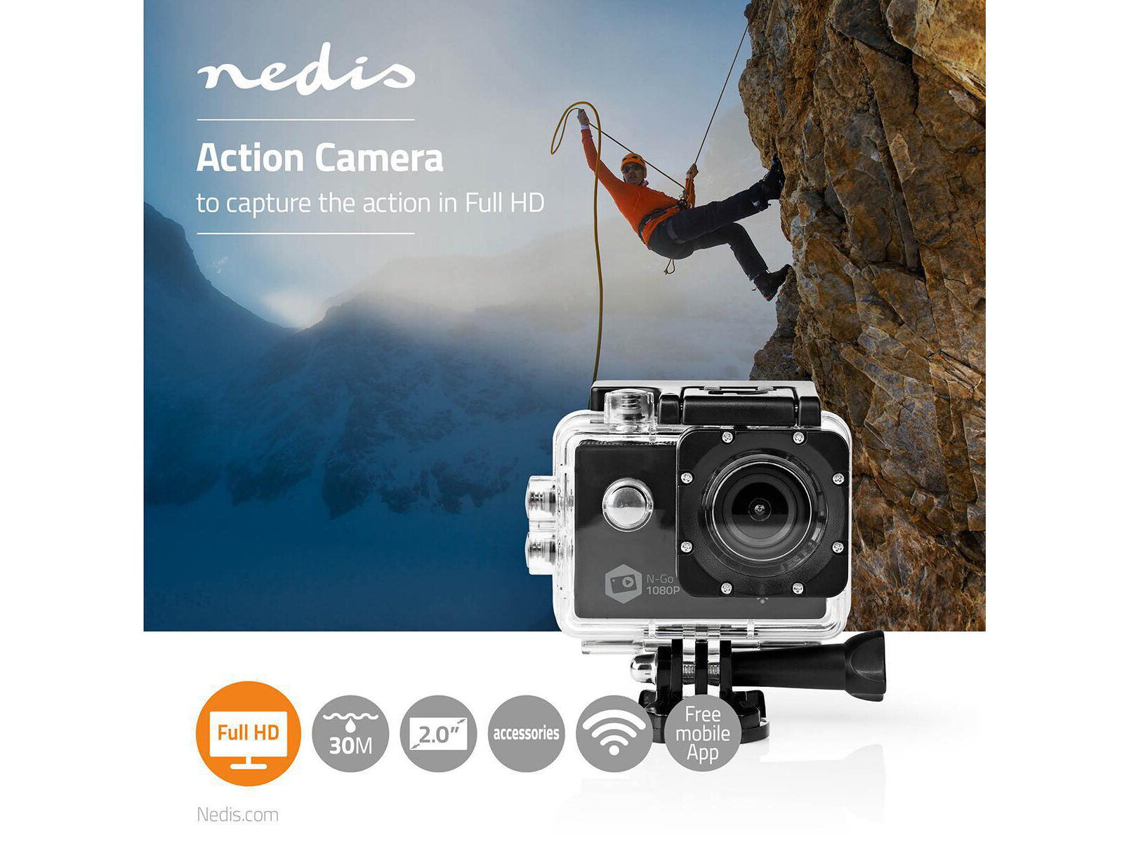 ACTION CAM NEDIS 1080 ACAM21BK image number 7