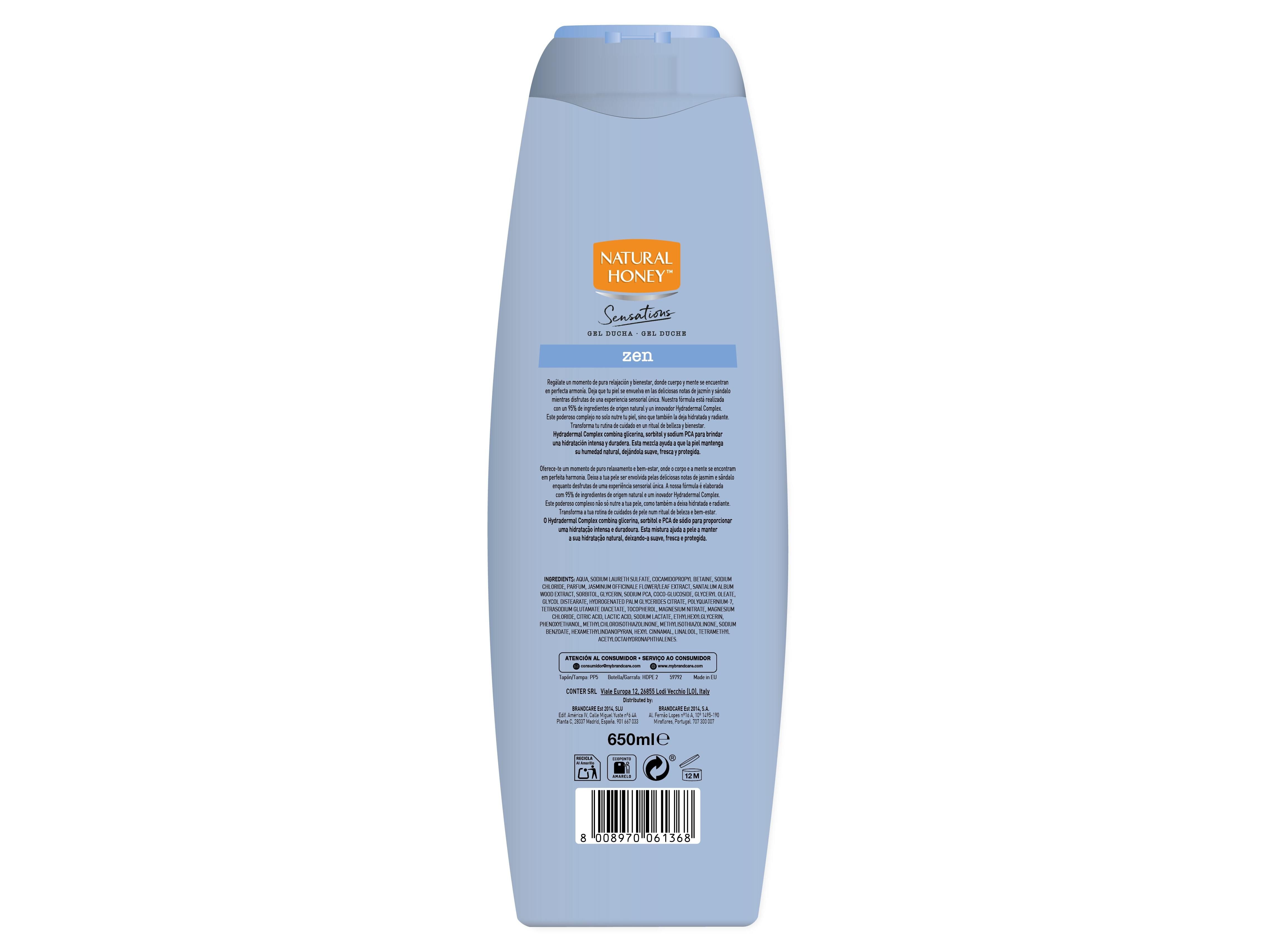 GEL DE BANHO NATURAL HONEY SENSATIONS ZEN 650 ML image number 1