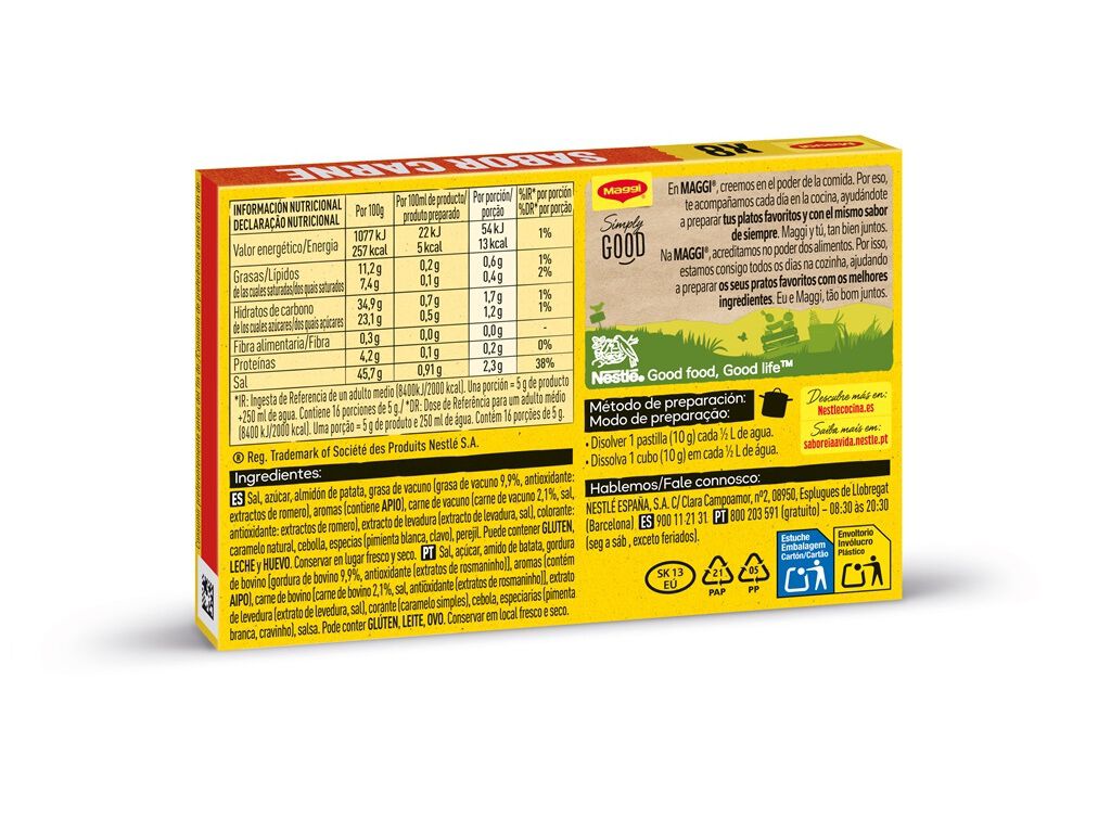 CALDOS CARNE MAGGI 8 CUBOS 80G image number 1
