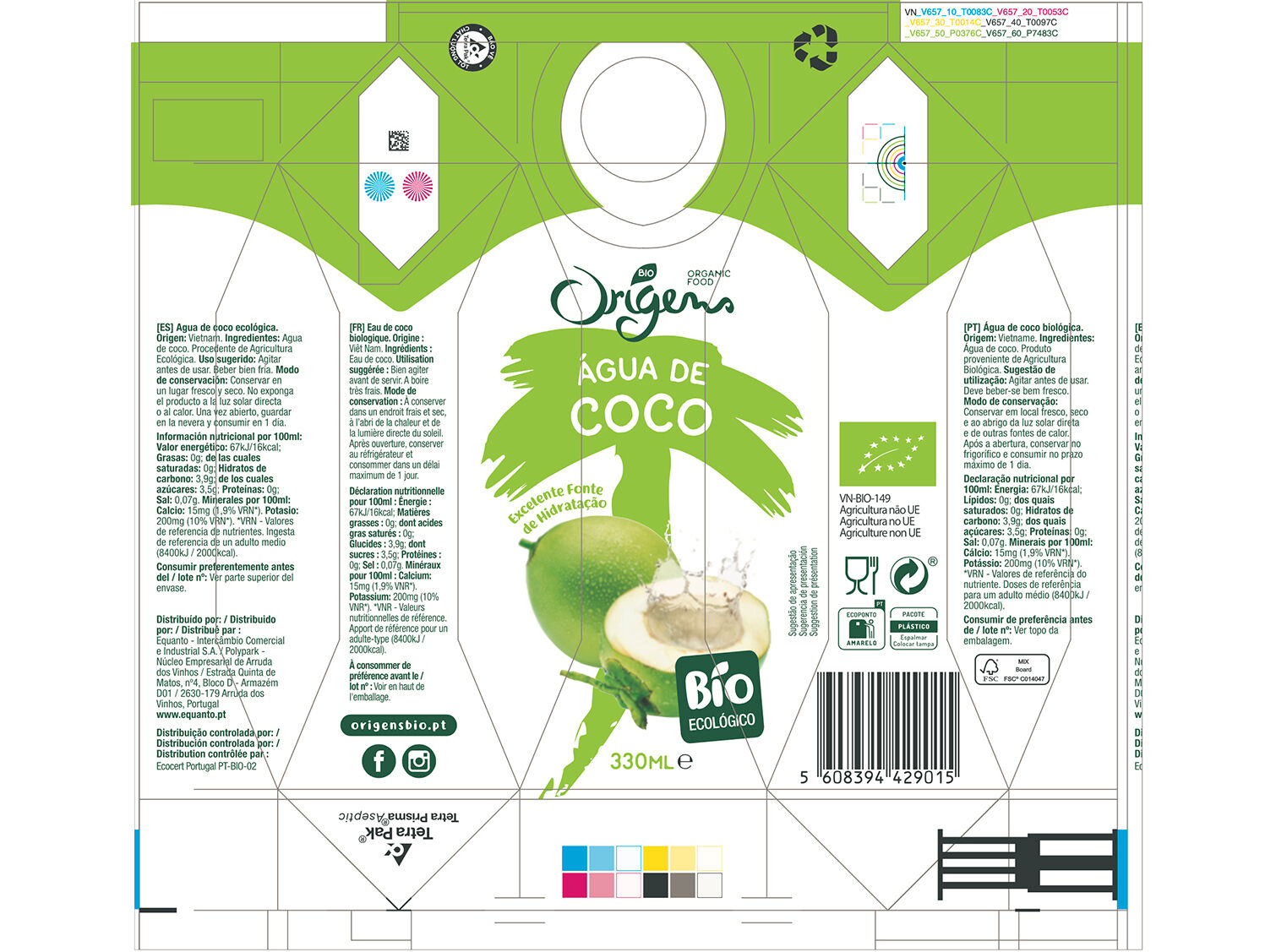 &Aacute;GUA DE COCO ORIGENS BIO BIO 330 ML image number 1