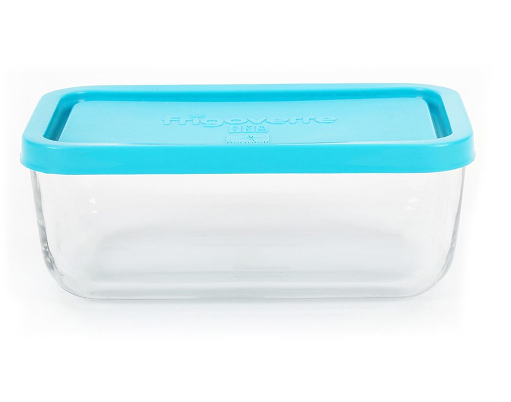 CAIXA HERM&Eacute;TICA FRIGOVERRE VIDRO COM TAMPA AZUL 21X13CM image number 0