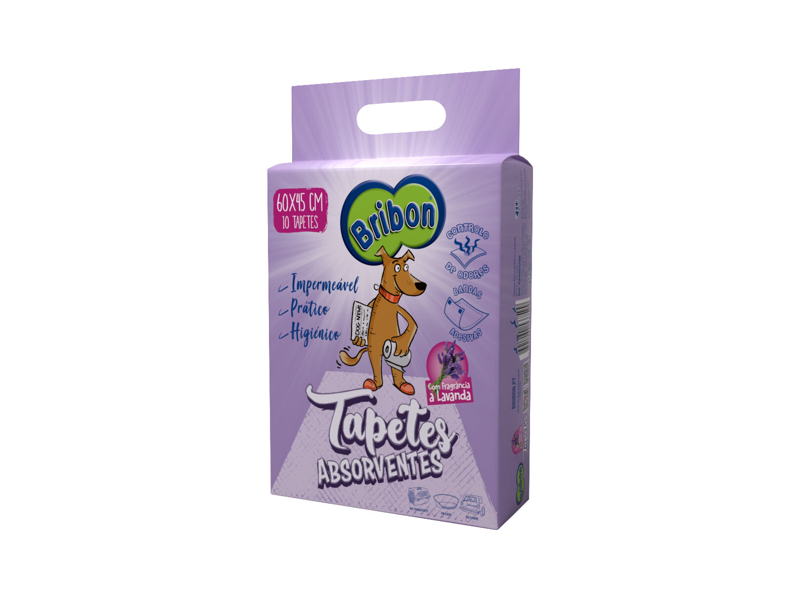 TAPETES ABSORVENTES BRIBON LAVANDA 60X45CM 10 UNIDADES image number 1