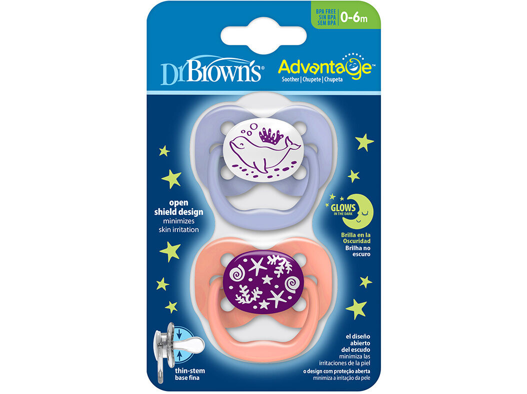 CHUPETA DR. BROWN'S REVERS&Iacute;VEL NOITE 0-6M 2UN image number 0