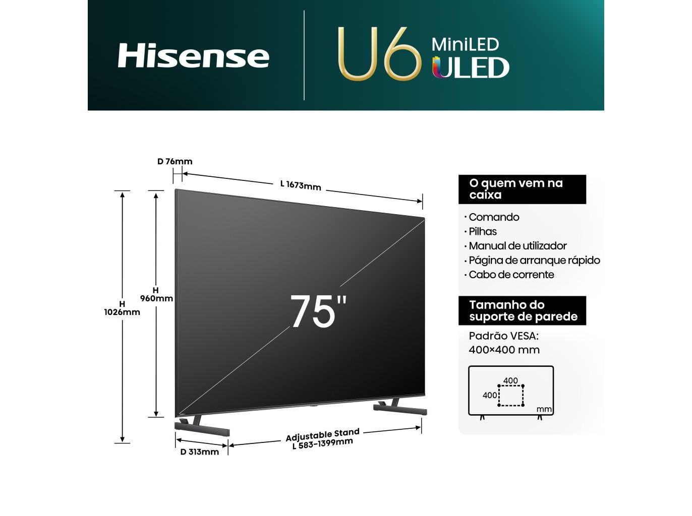 TV ULED MINI LED HISENSE 75U6NQ (4K SMART TV 75'' 189CM) image number 11